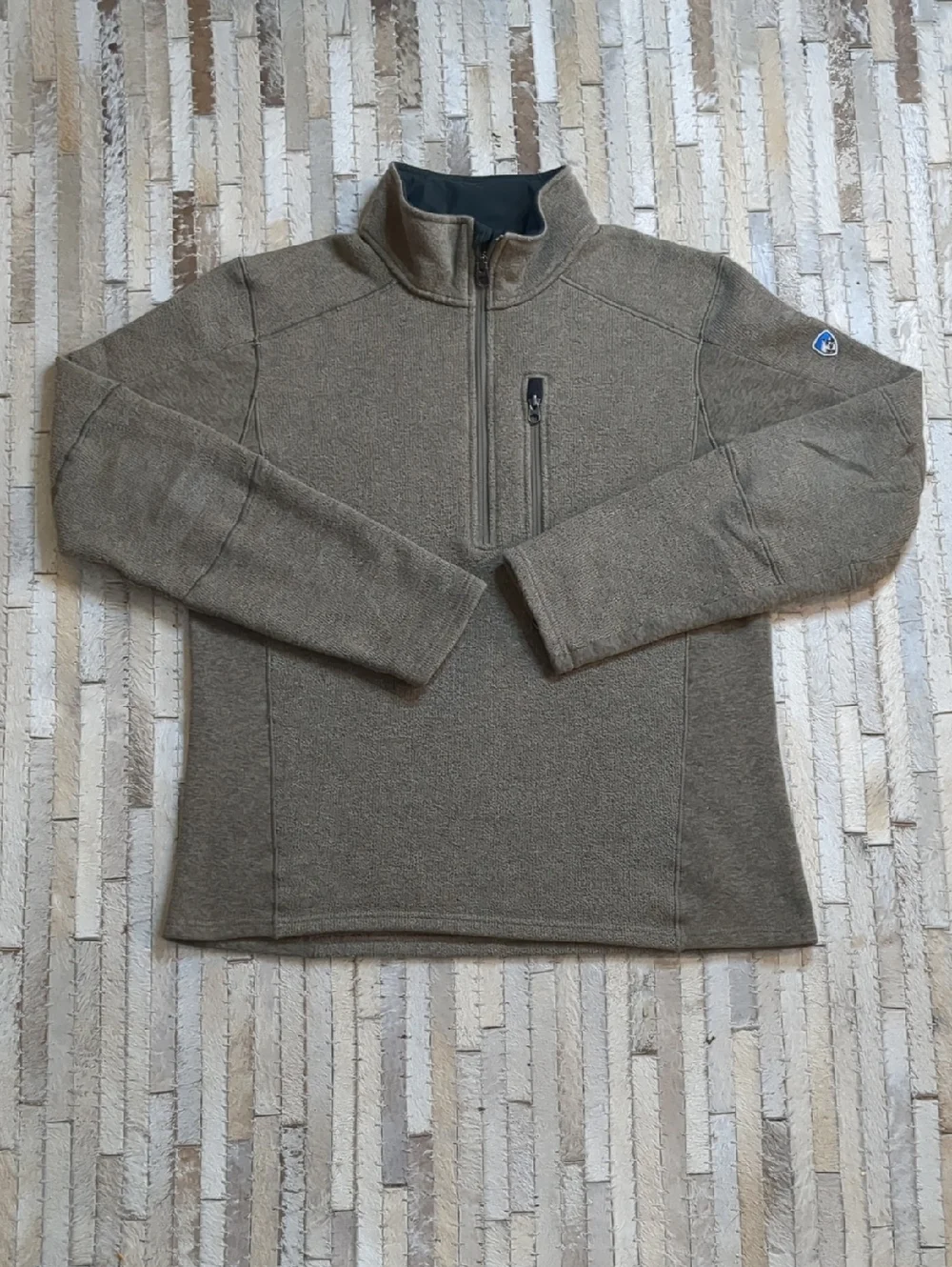 Kuhl Men's M Interceptr 1/4 Zip Fleece Oatmeal Brown Jacket